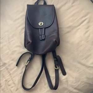 Brown leather w gold hardware coach mini backpack